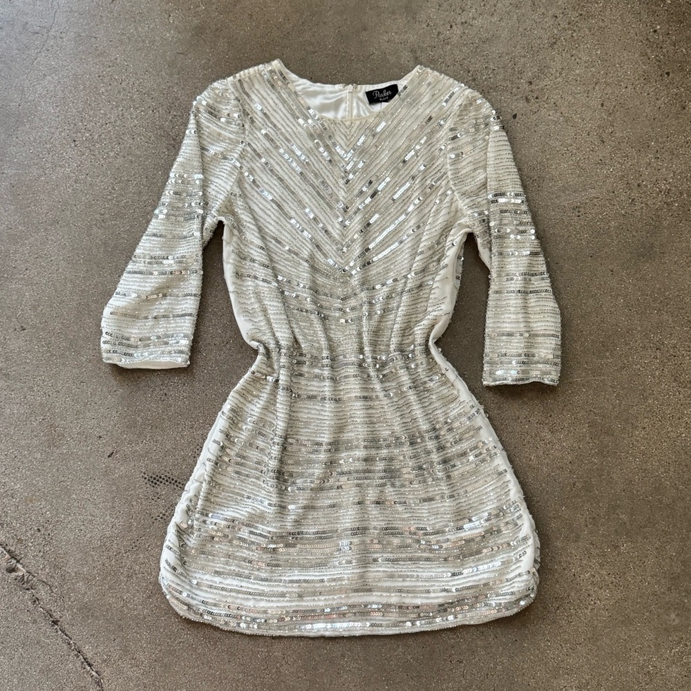 Parker Silver Sequin Mini Dress